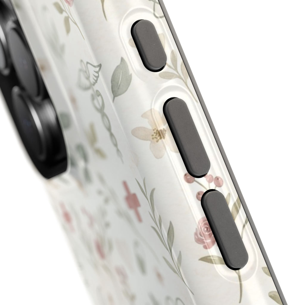 Floral Nurse Phone Case — Impact-Resistant Wireless Charging Cover