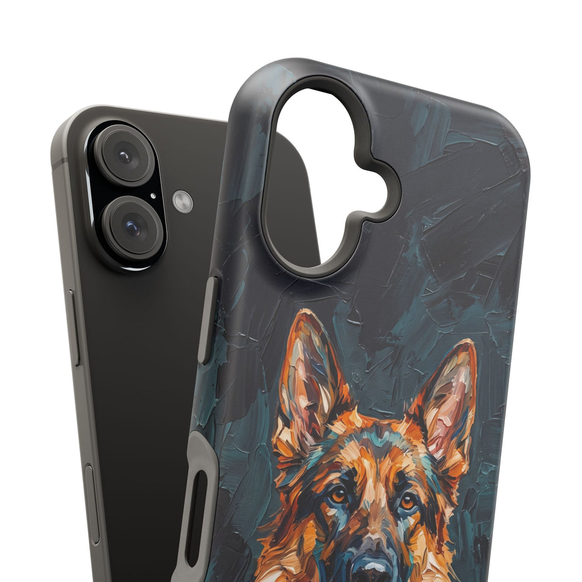 German Shepherd Phone Case | Palette Knife Painting Art — Tough Magnetic Case with Wireless Charging
