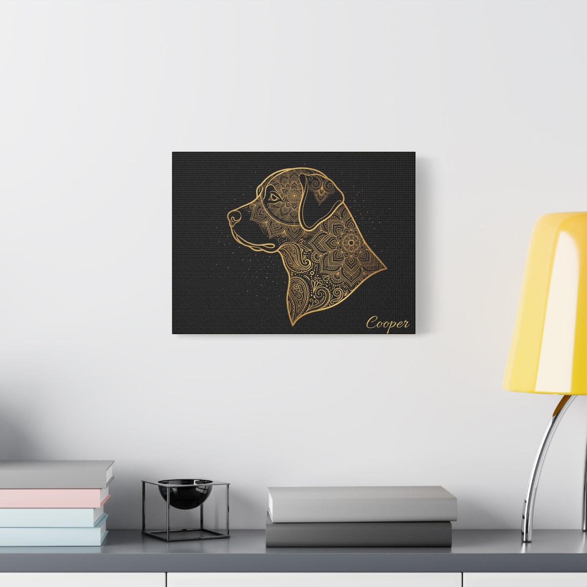 Labrador Personalized Canvas | Gold Mandala Line Art Wall Art