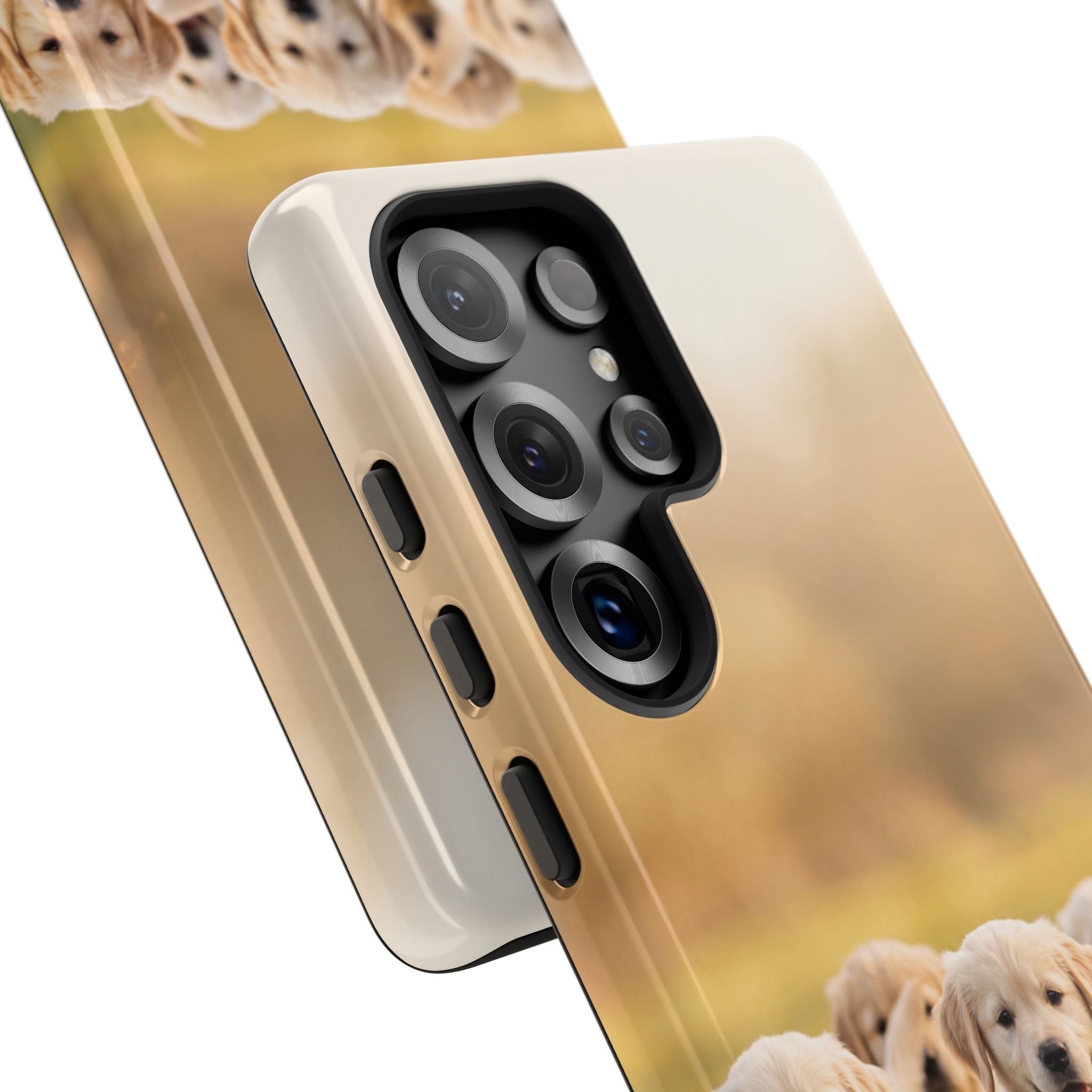 Golden Retriever Puppies Phone Case | Playful Puppy Pack Running in Grass | iPhone & Samsung