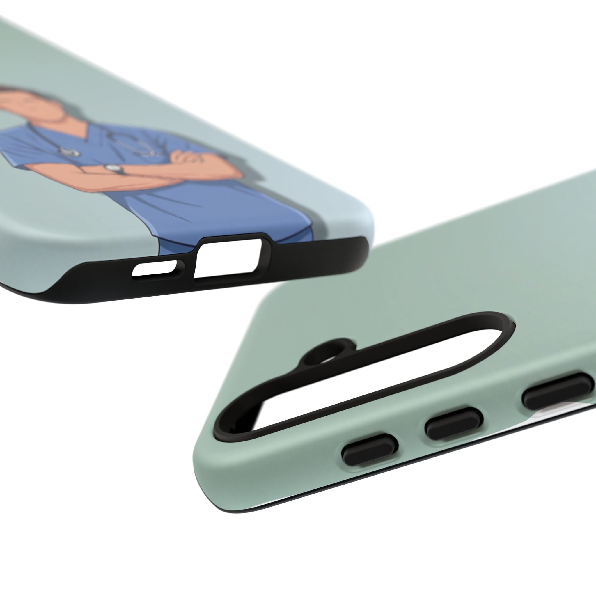 Male Nurse Phone Case | Confident Nurse in Blue Scrubs Illustration | iPhone & Samsung