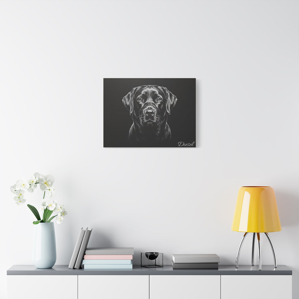 Black Labrador Personalized Canvas | Chalk Drawing on Black Wall Art