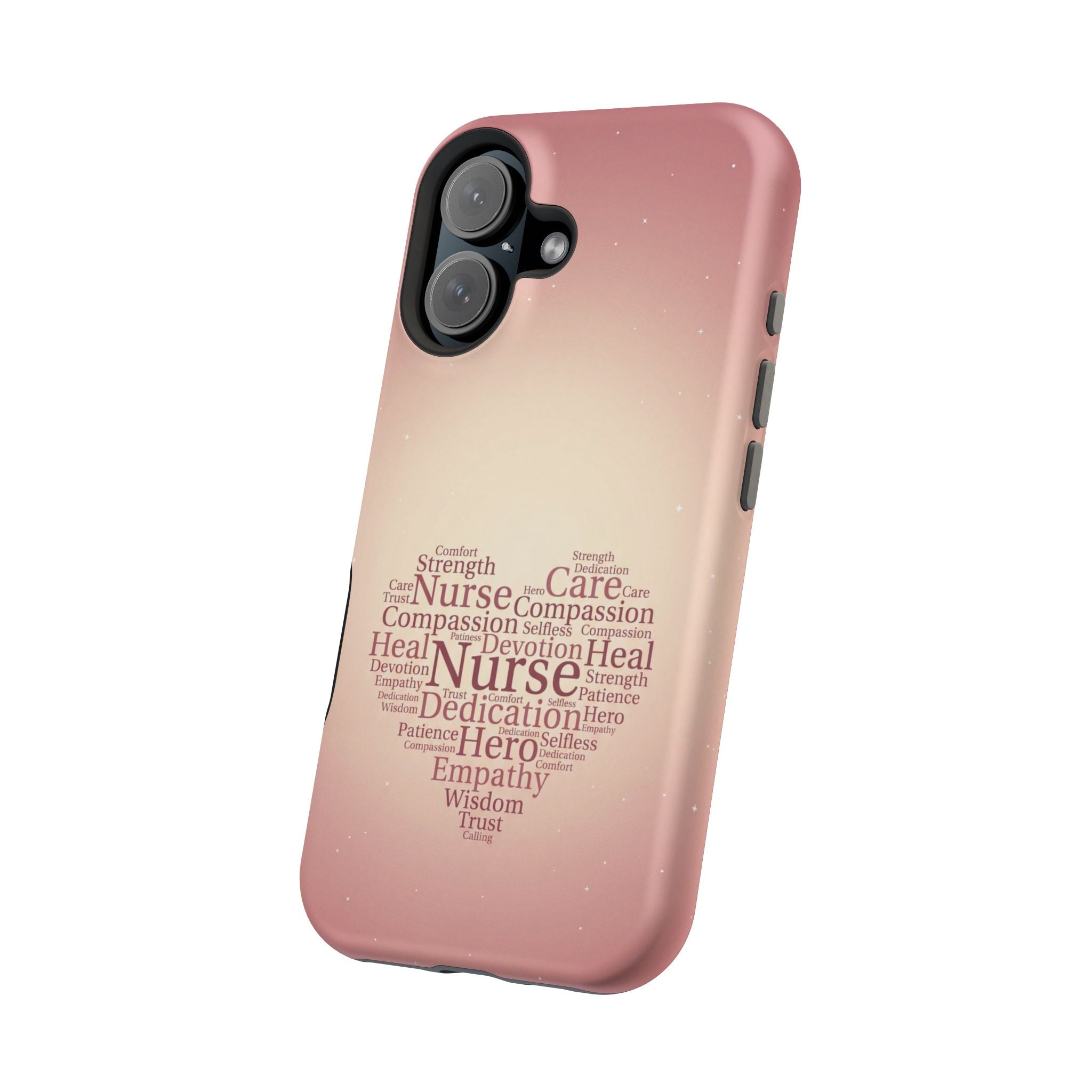 Nurse Heart Word Art Phone Case — Impact-Resistant Wireless Charging Cover