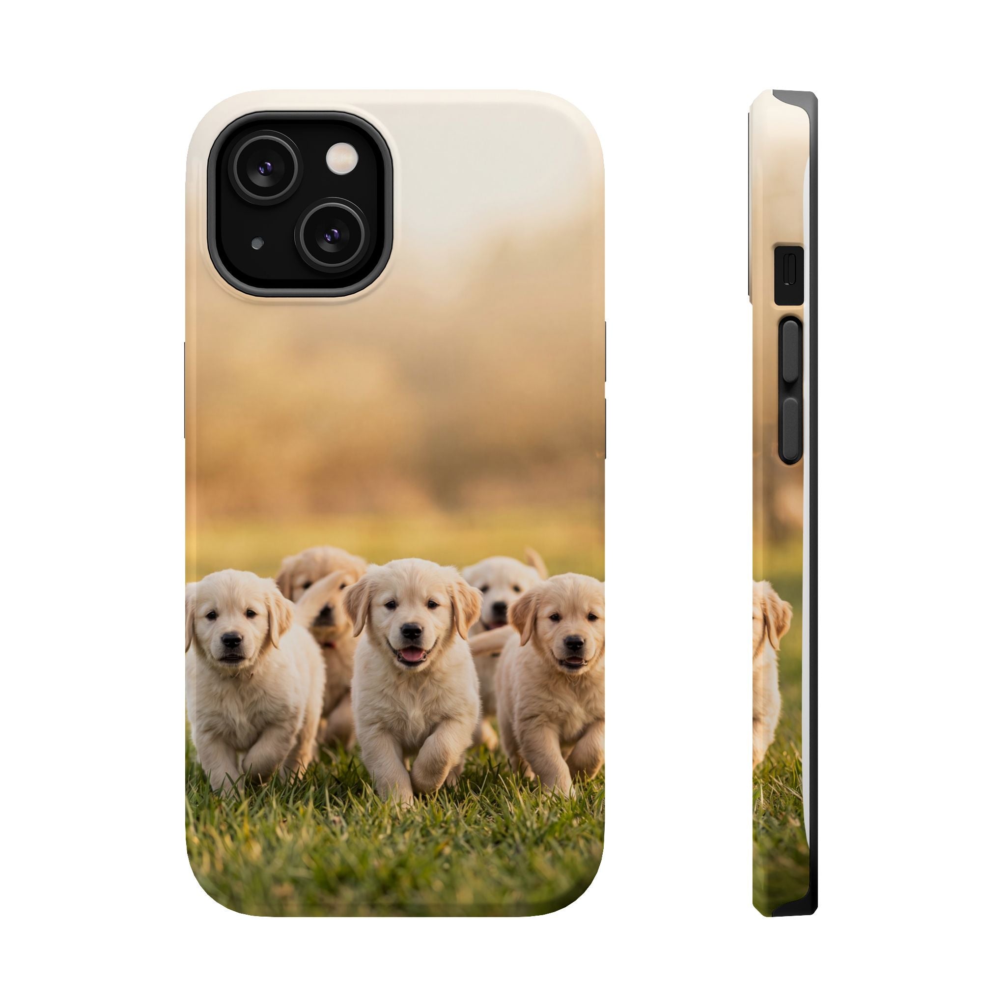 Golden Retriever Puppies Phone Case — Impact-Resistant Wireless Charging Cover