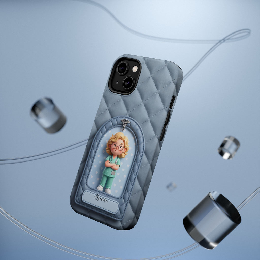 Personalized Quilted Nurse Phone Case — Wireless Charging Cover