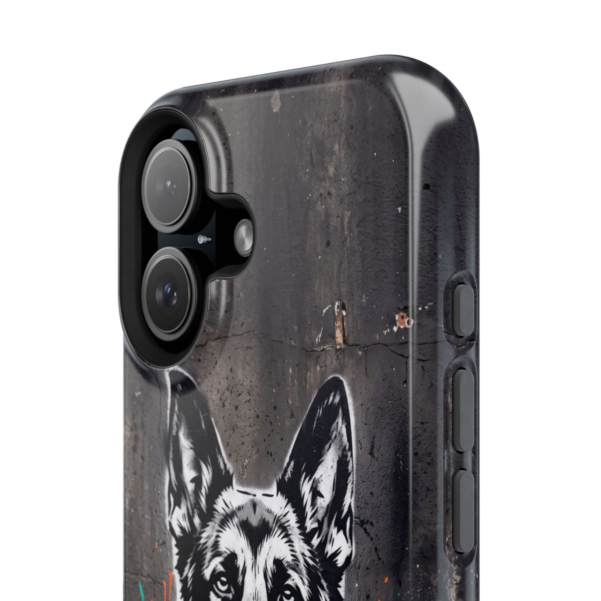 German Shepherd Phone Case | Graffiti Street Art — Tough Magnetic Case with Wireless Charging