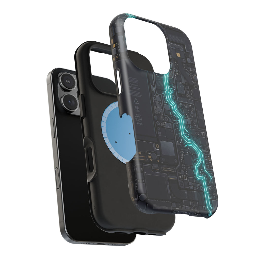Cyan Bolt Electrician Phone Case — Electric Circuit Wireless Charging Cover
