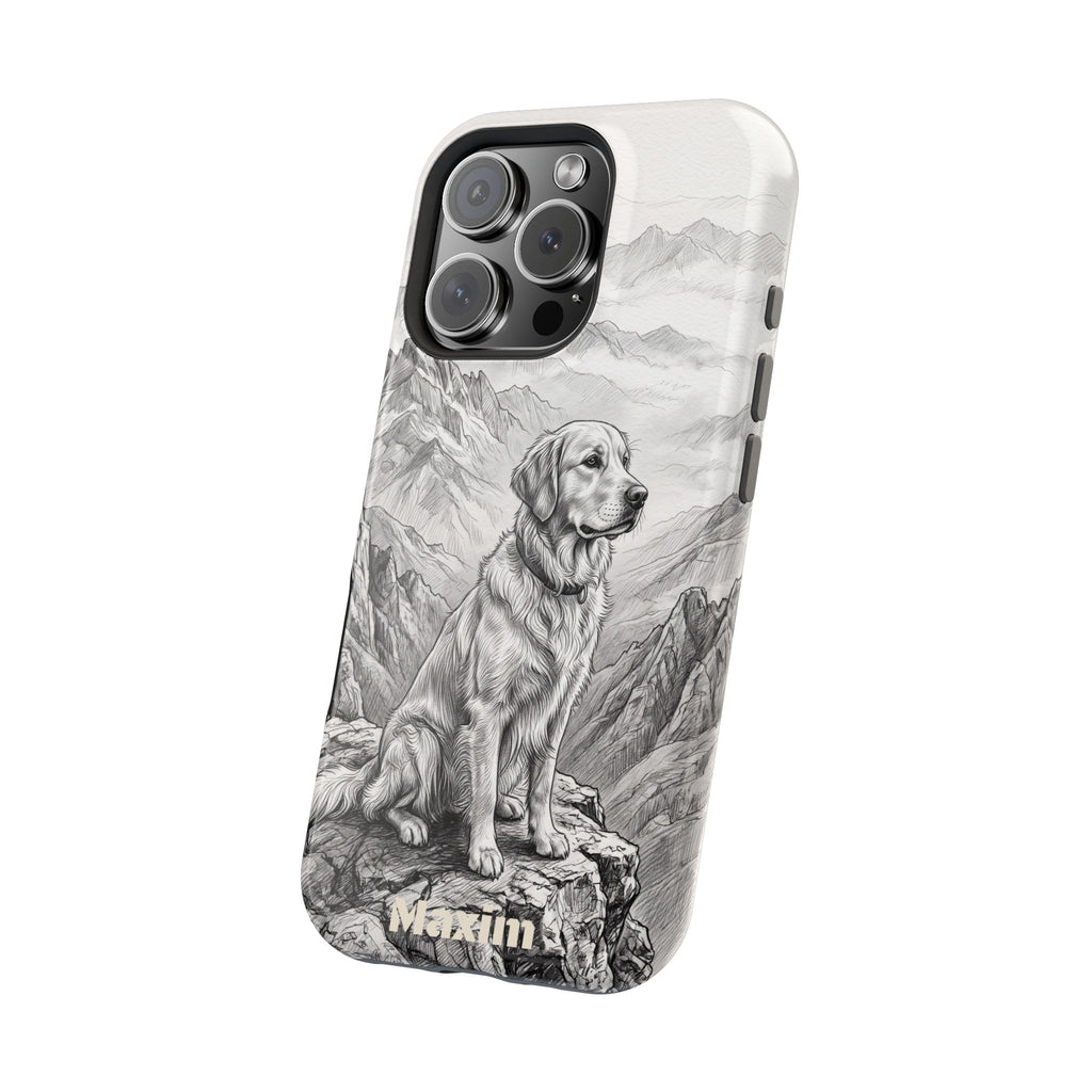 Personalized Golden Retriever Mountain Peak Phone Case — Wireless Charging Cover