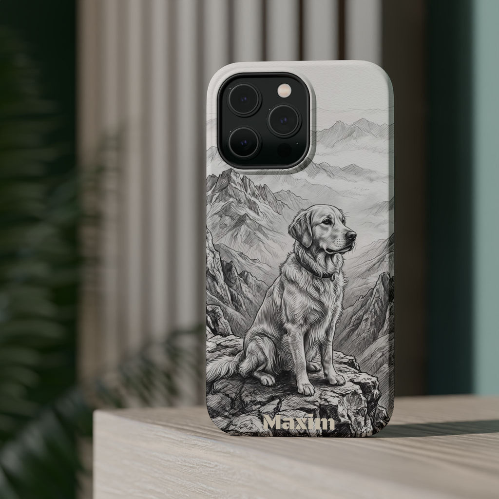 Personalized Golden Retriever Mountain Peak Phone Case — Wireless Charging Cover