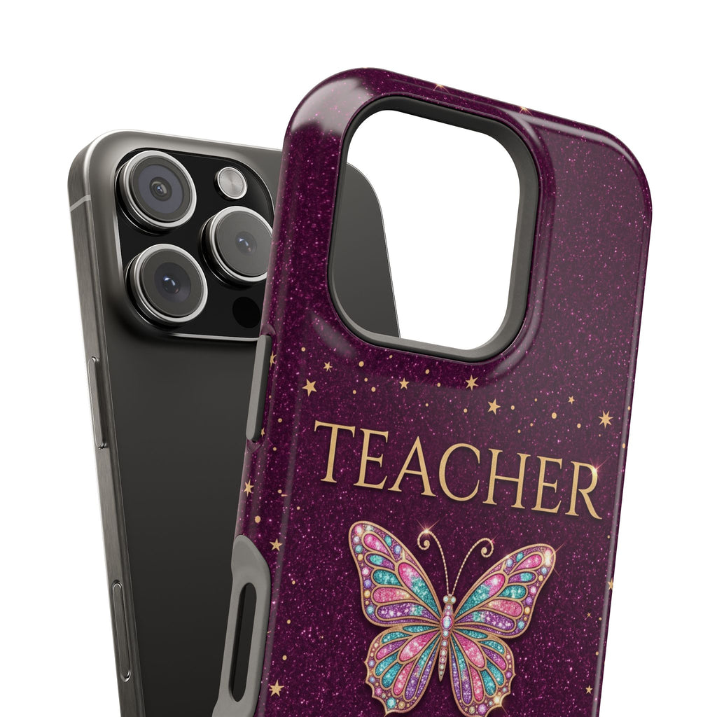 Teacher Life Glitter Butterfly Phone Case — Wireless Charging Cover