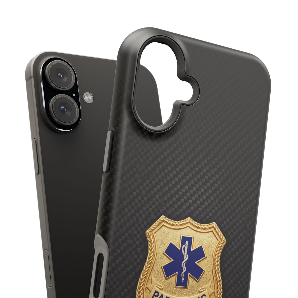 Gold Paramedic Badge Black Phone Case — Magnetic Wireless Charging Cover