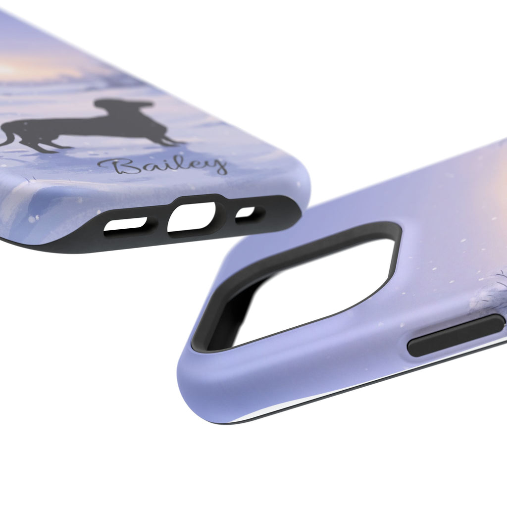 Personalized Dachshund Winter Snow Phone Case — Wireless Charging Cover