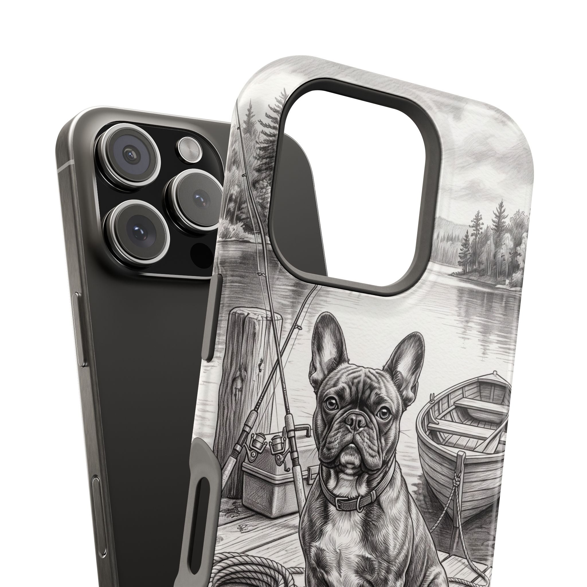 Personalized French Bulldog Lakeside Dock Phone Case — Wireless Charging Cover