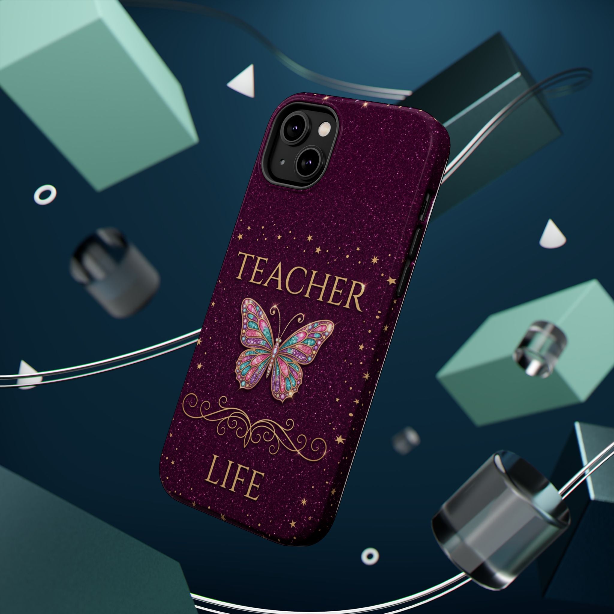 Teacher Life Glitter Butterfly Phone Case — Wireless Charging Cover