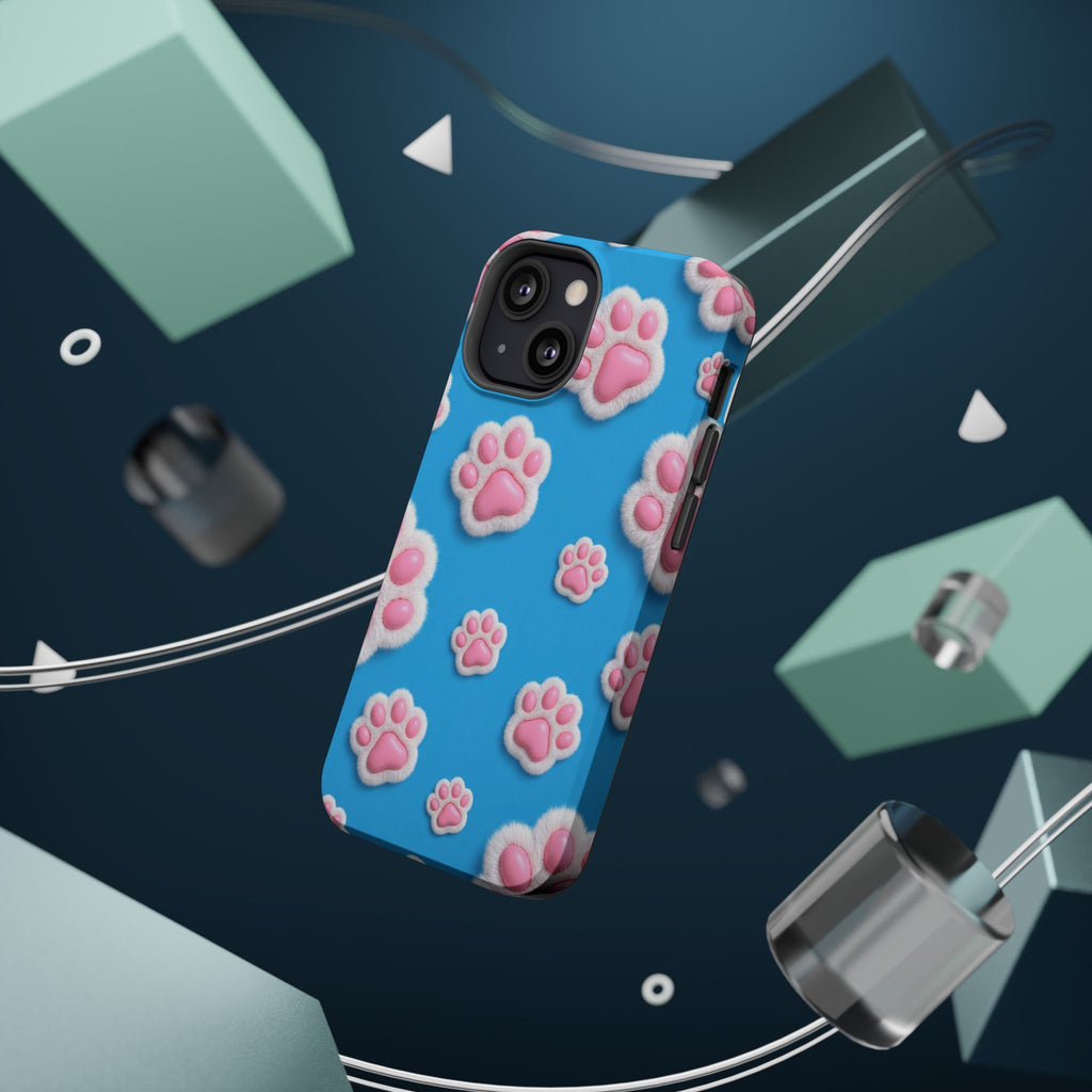 Fluffy Paw Print Phone Case | Cute 3D Pink Paw Pattern Case for Dog & Cat Lovers | iPhone & Samsung