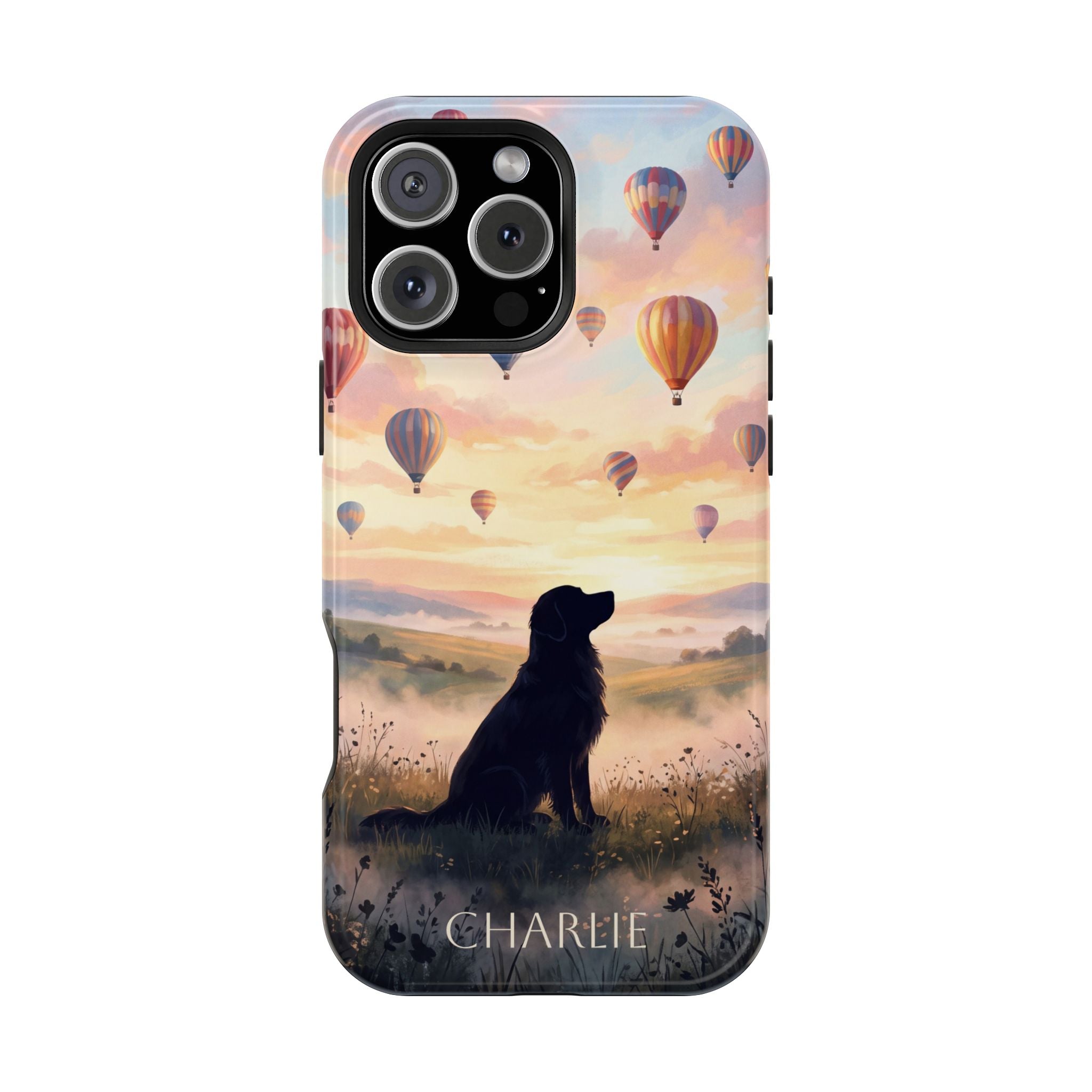 Personalized Golden Retriever Hot Air Balloon Phone Case — Wireless Charging Cover