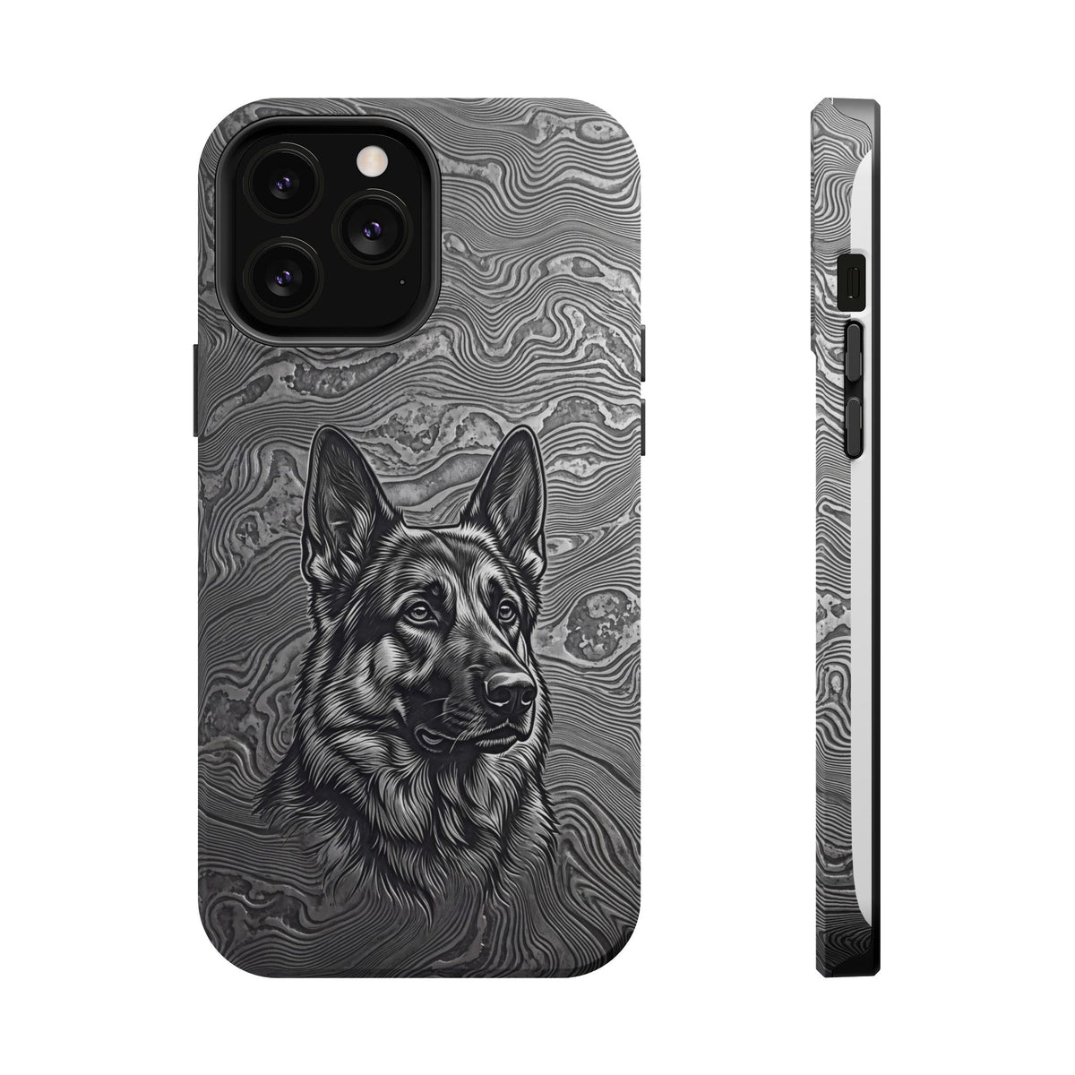 German Shepherd Phone Case | Damascus Art — Tough Magnetic Case with Wireless Charging