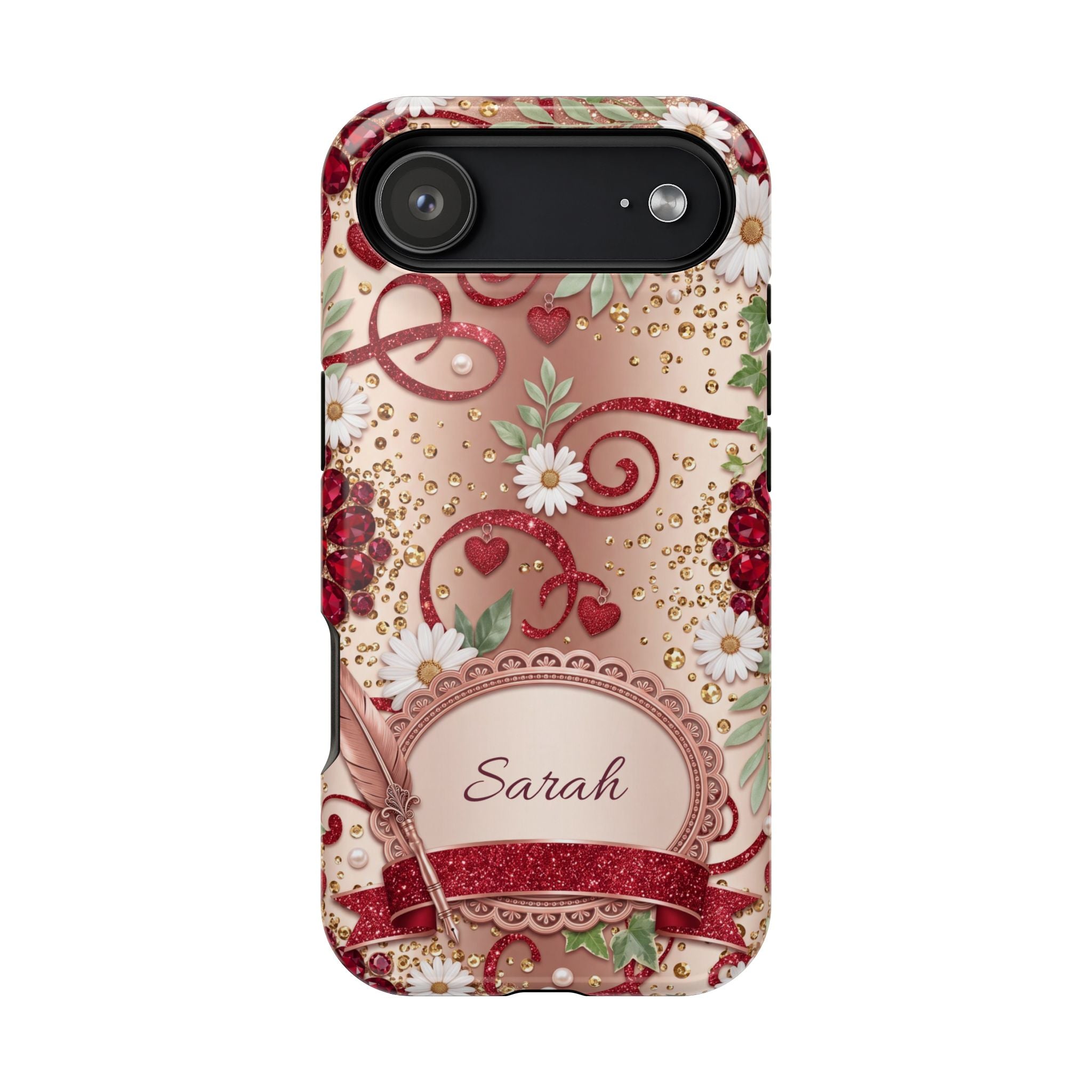 Personalized Vintage Floral Teacher Phone Case — Wireless Charging Cover