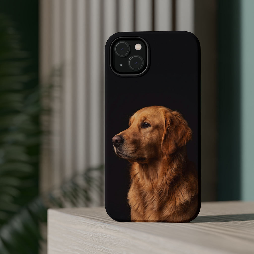 Golden Retriever Portrait Phone Case — Impact-Resistant Wireless Charging Cover