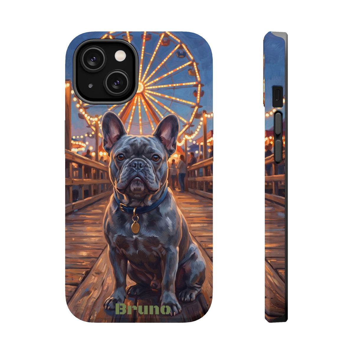 Personalized French Bulldog Pier Lights Phone Case — Wireless Charging Cover