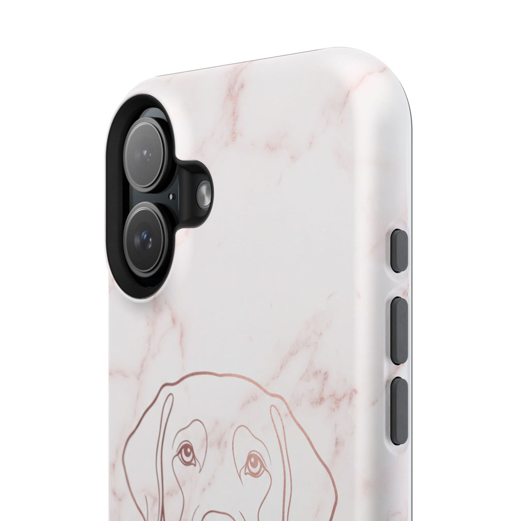 Personalized Rose Gold Marble Labrador Phone Case — Tough Magnetic Case with Wireless Charging