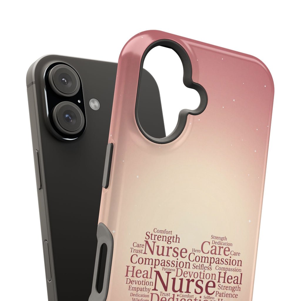 Nurse Heart Word Art Phone Case — Impact-Resistant Wireless Charging Cover