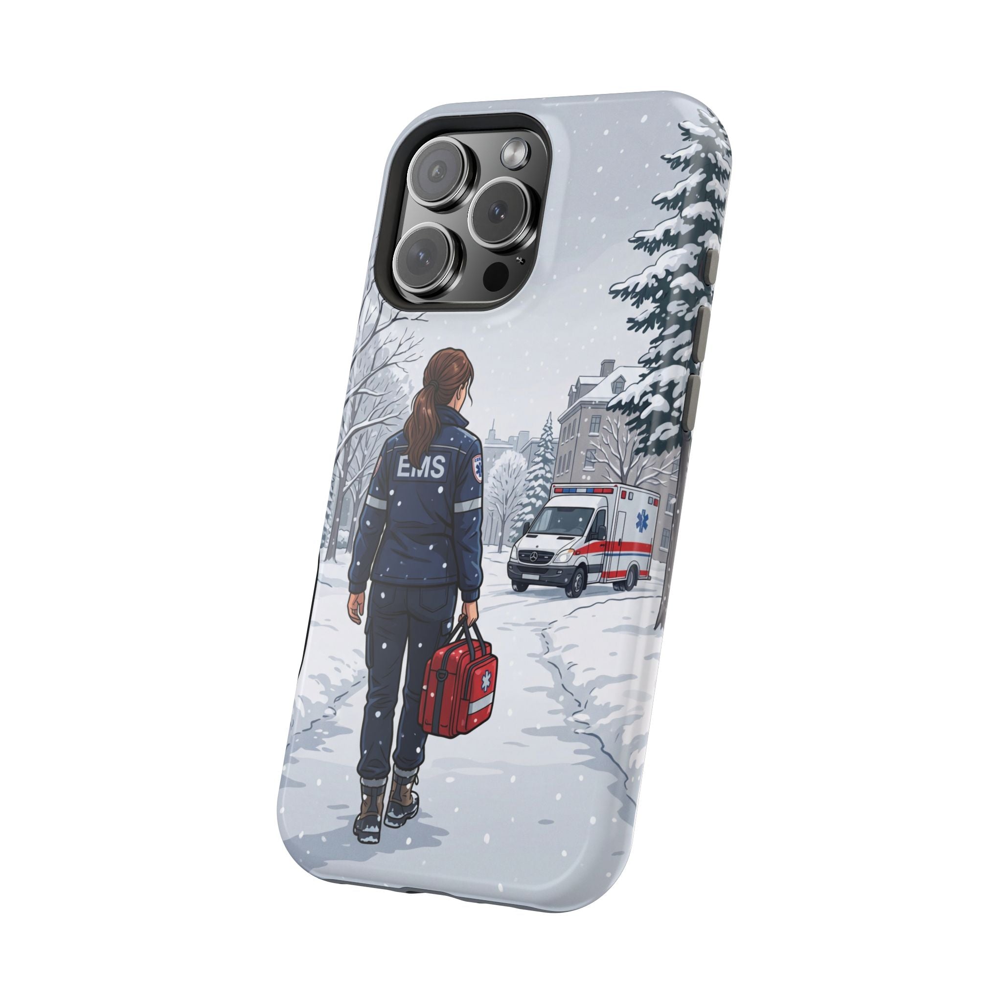 Paramedic/EMT Winter Phone Case — Magnetic Wireless Charging Cover