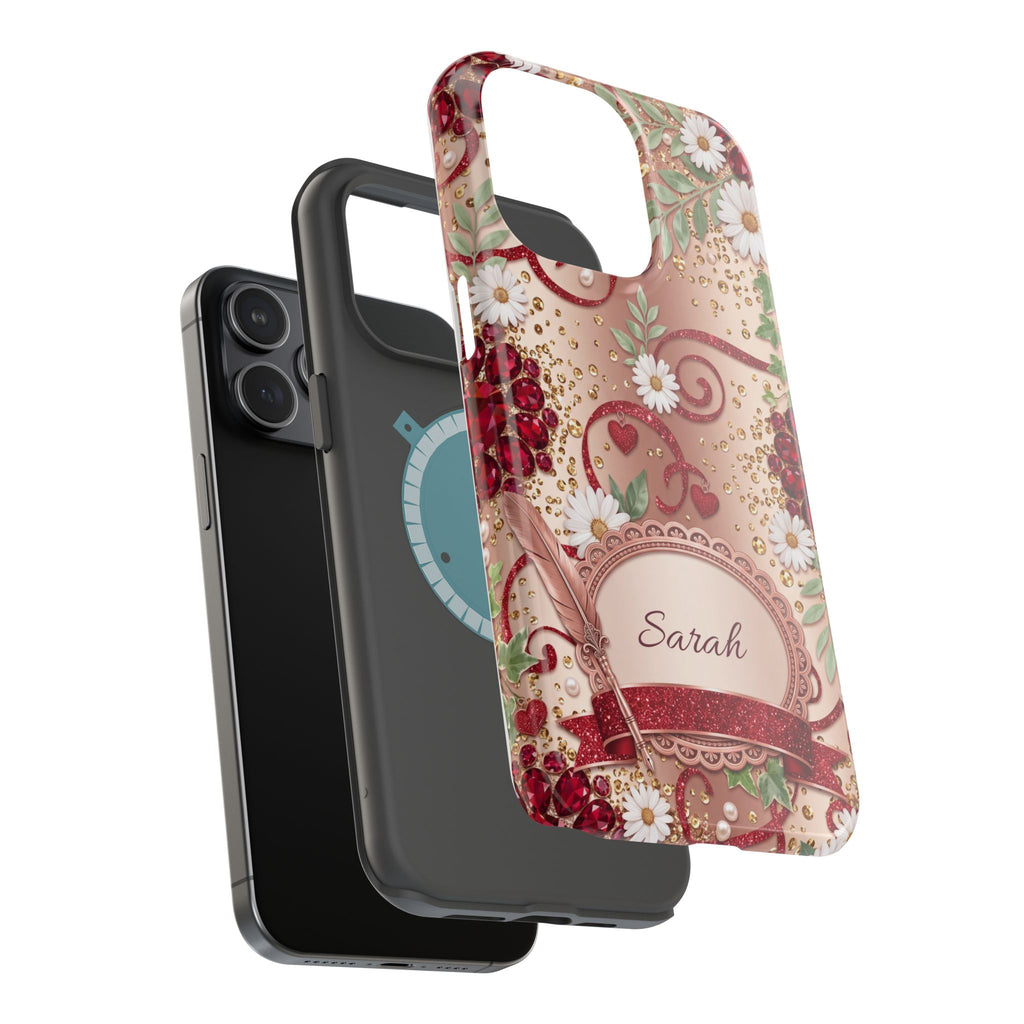 Personalized Vintage Floral Teacher Phone Case — Wireless Charging Cover