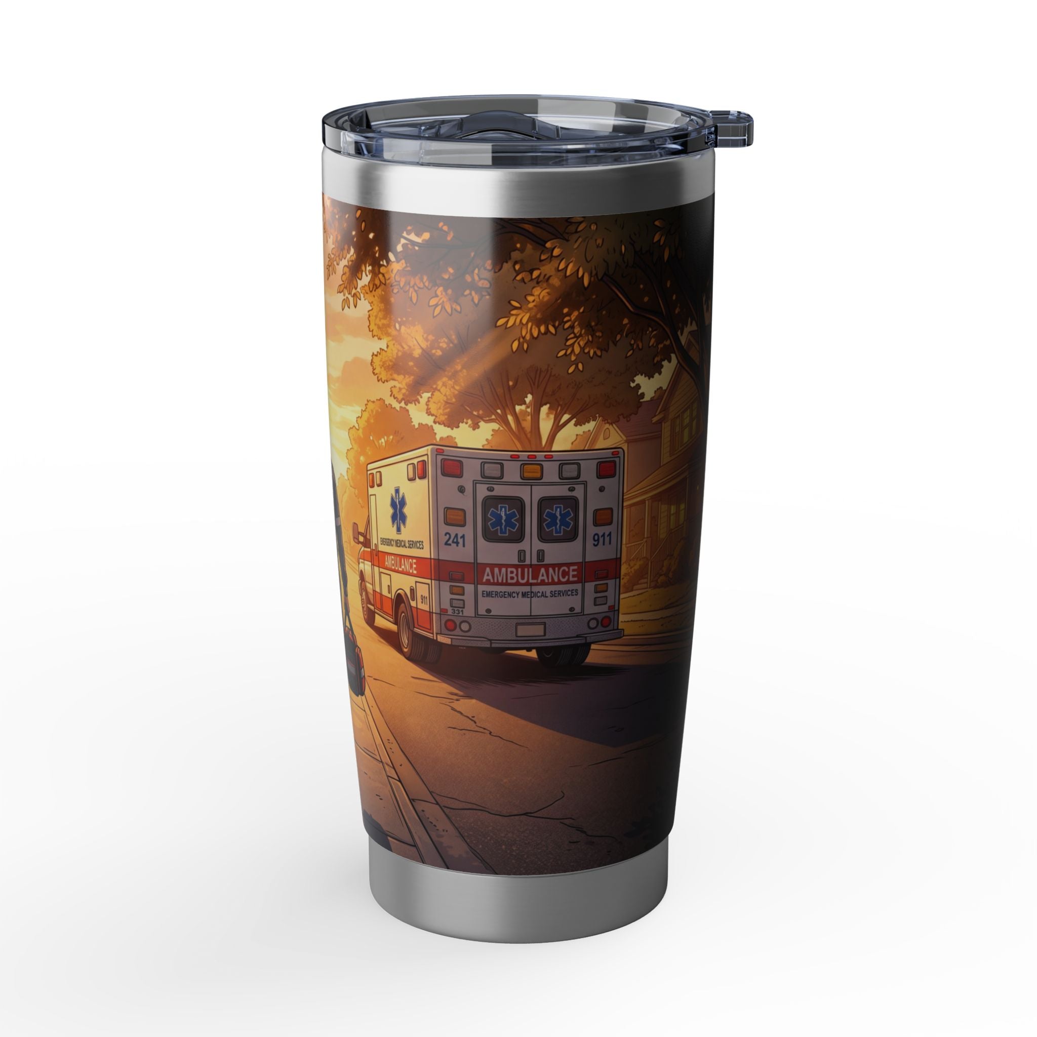 Paramedic/EMT 20oz Tumbler – Golden Hour Walk Illustrated Design