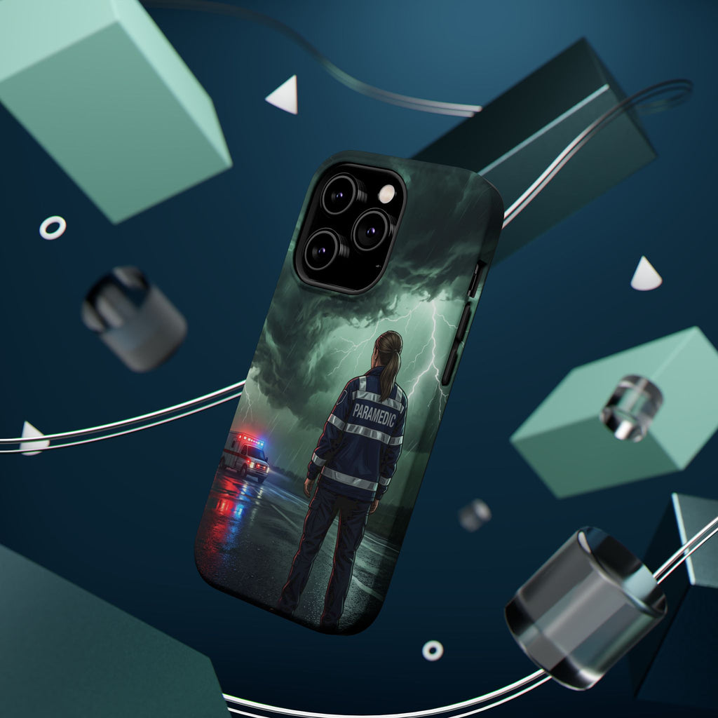 Female Paramedic Green Storm Phone Case — Magnetic Wireless Charging Cover