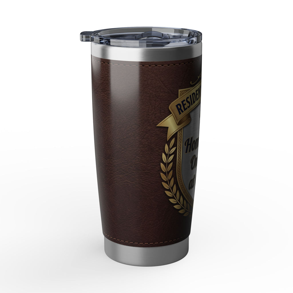 Residential Plumber Tumbler – "Homes Fixed, One Leak At A Time" Leather Crest 20 oz