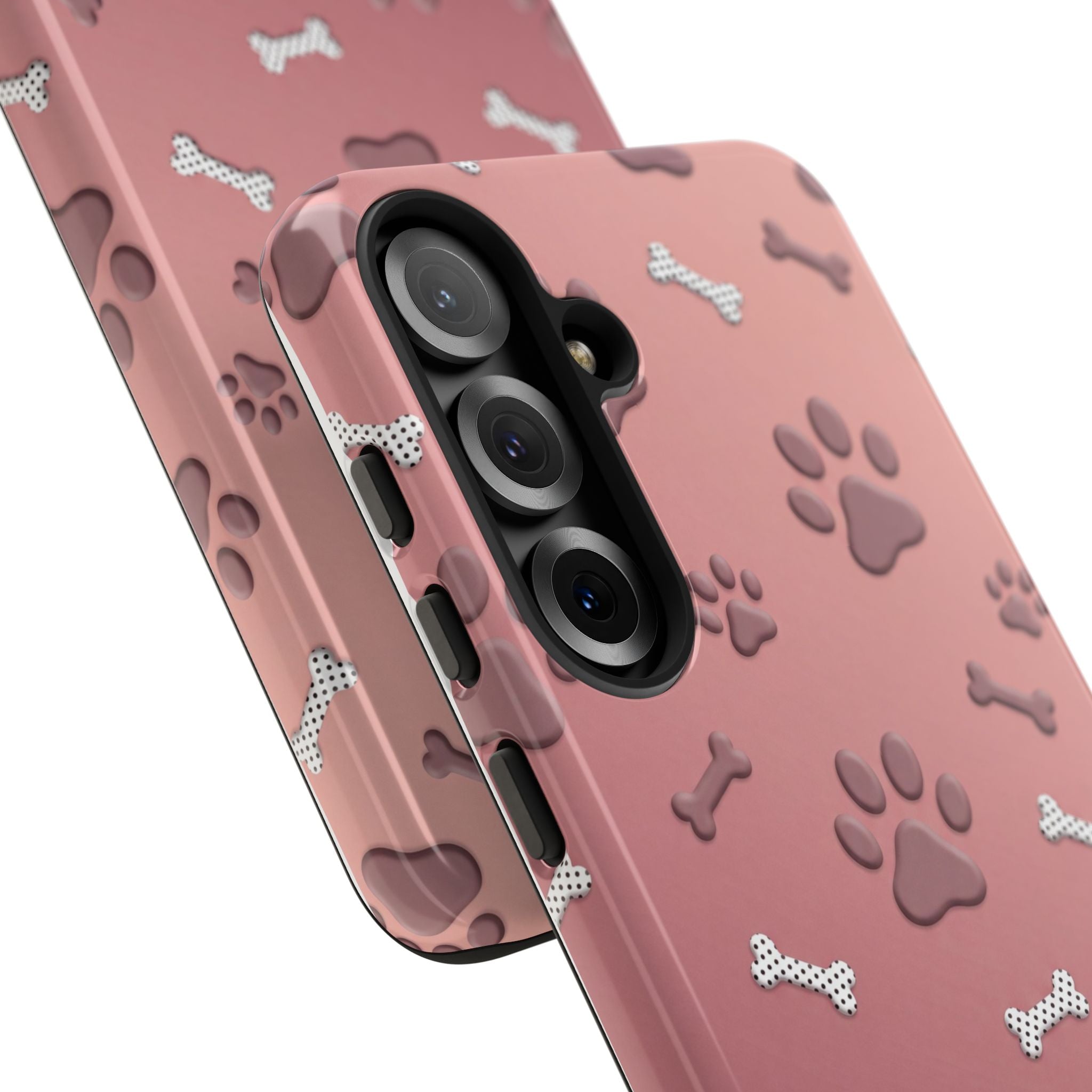 iPhone & Samsung Phone Case | Paw Print & Bone  | Dusty Rose Pattern Case for Frenchie Lovers