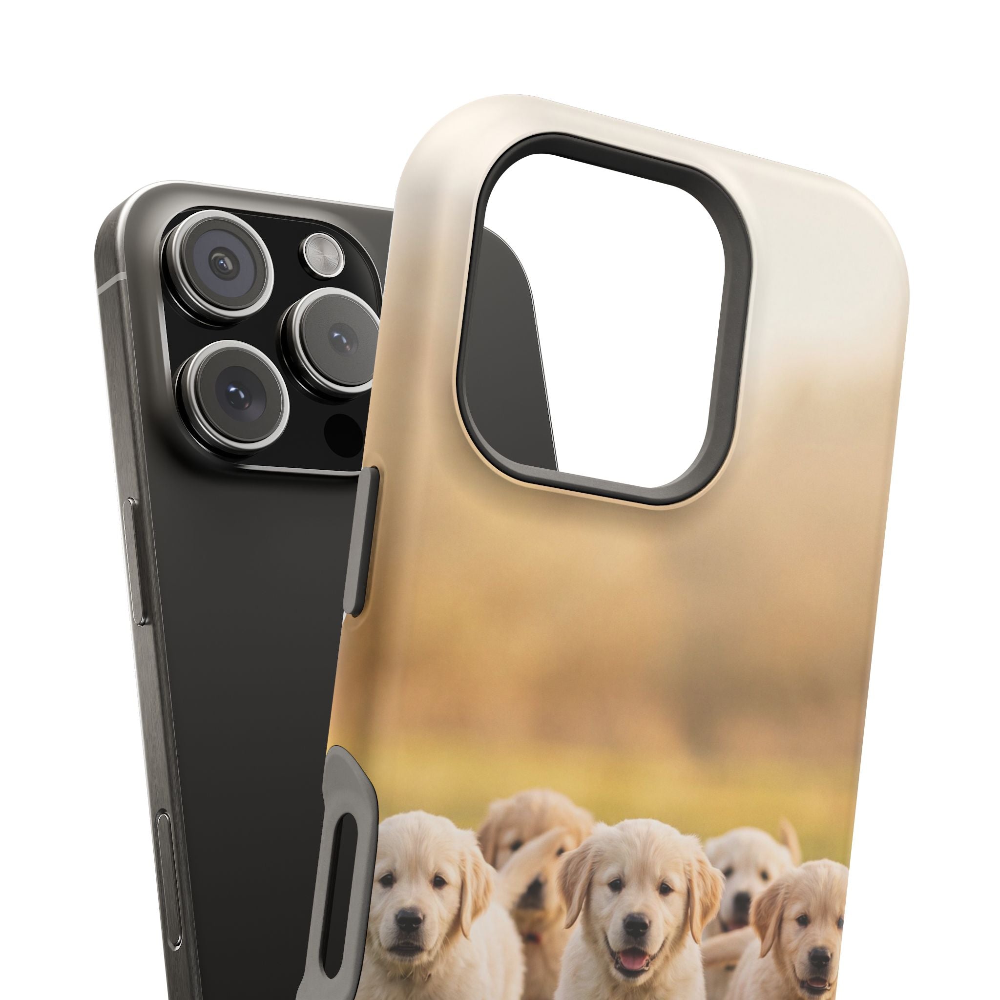 Golden Retriever Puppies Phone Case — Impact-Resistant Wireless Charging Cover