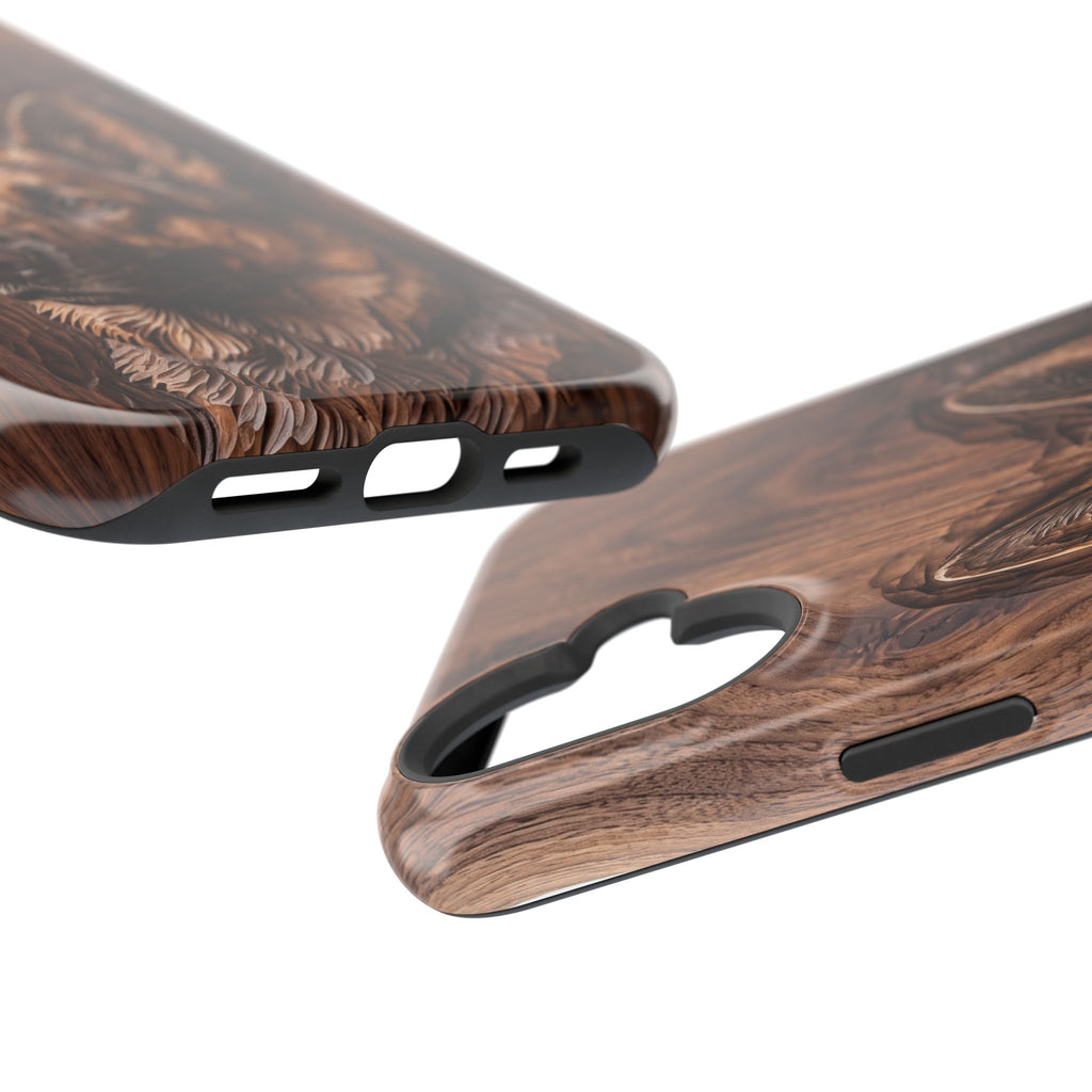 German Shepherd Phone Case | Carved Walnut Art — Tough Magnetic Case with Wireless Charging