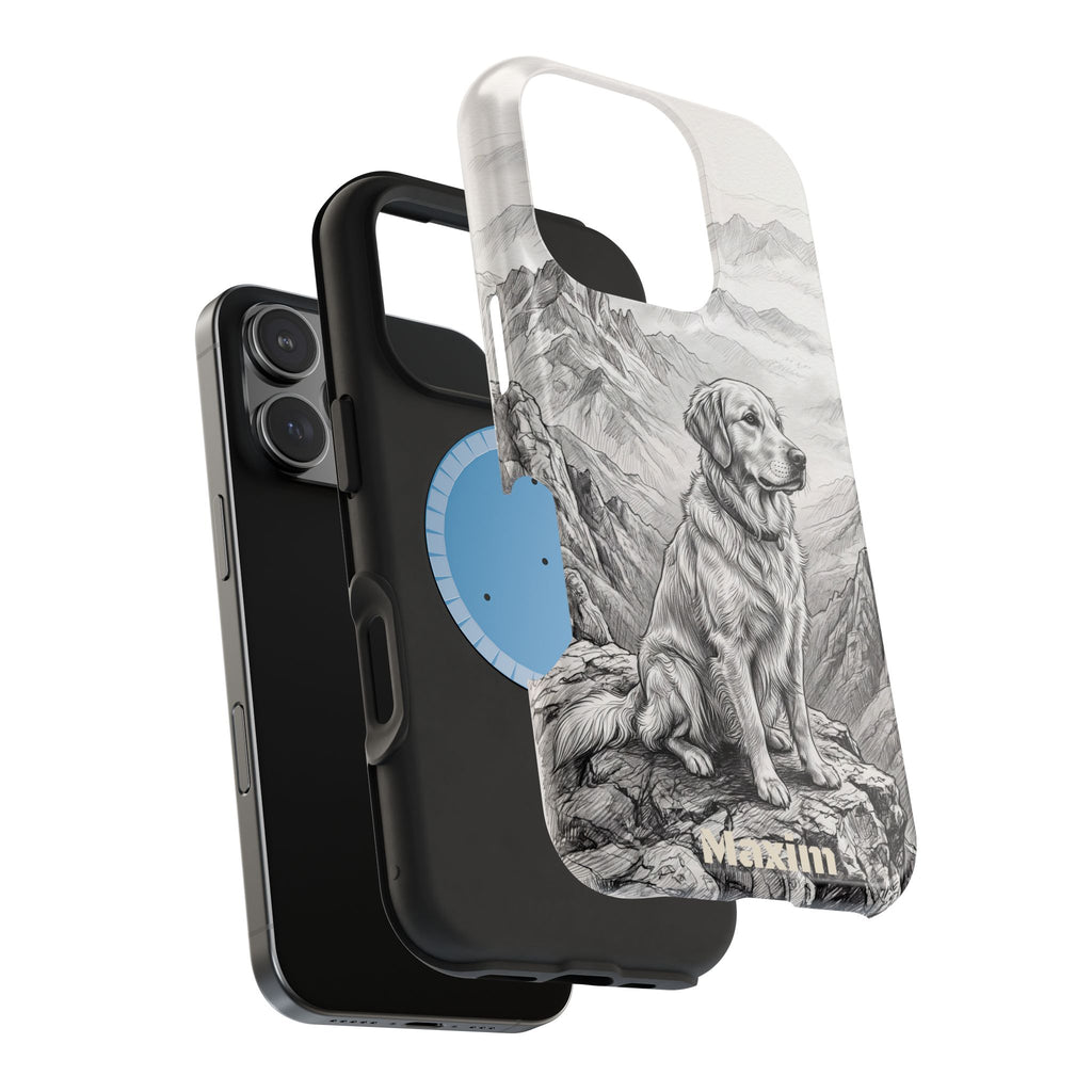 Personalized Golden Retriever Mountain Peak Phone Case — Wireless Charging Cover
