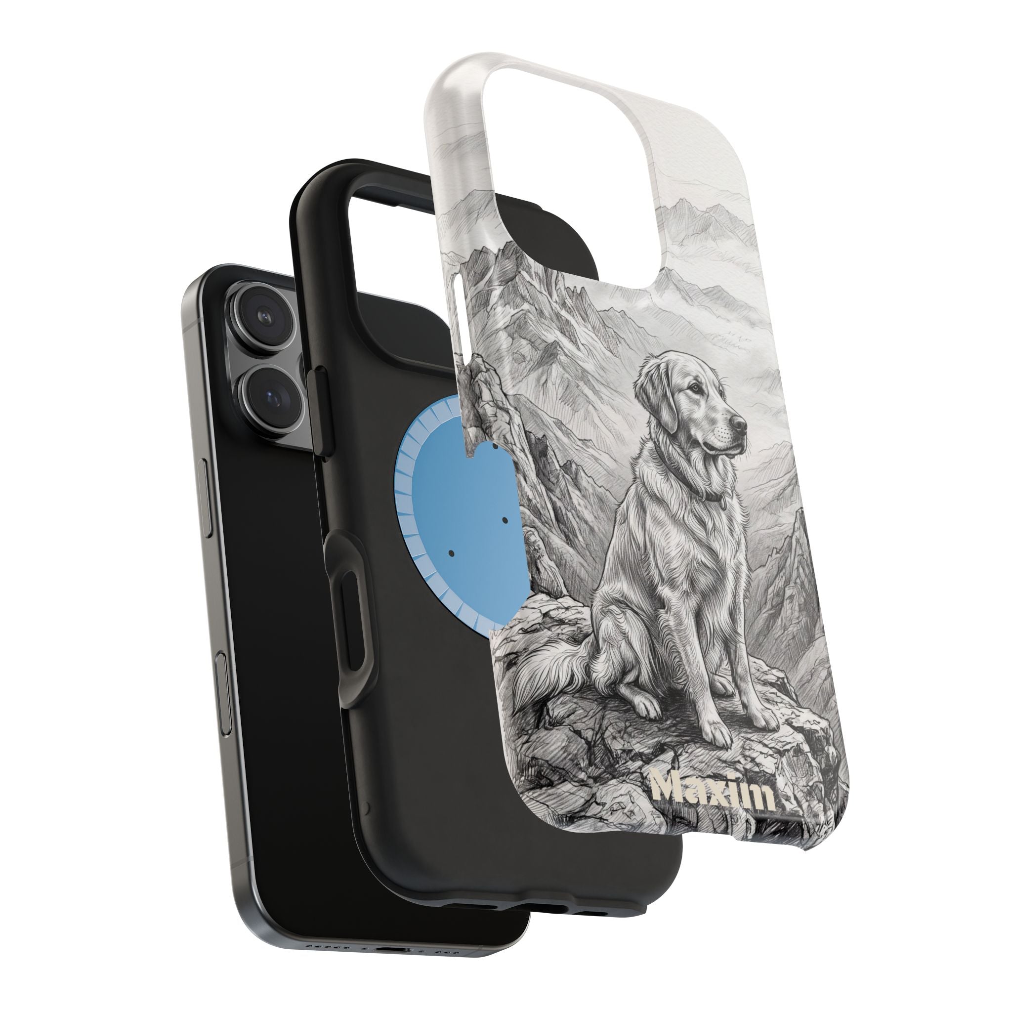 Personalized Golden Retriever Mountain Peak Phone Case — Wireless Charging Cover