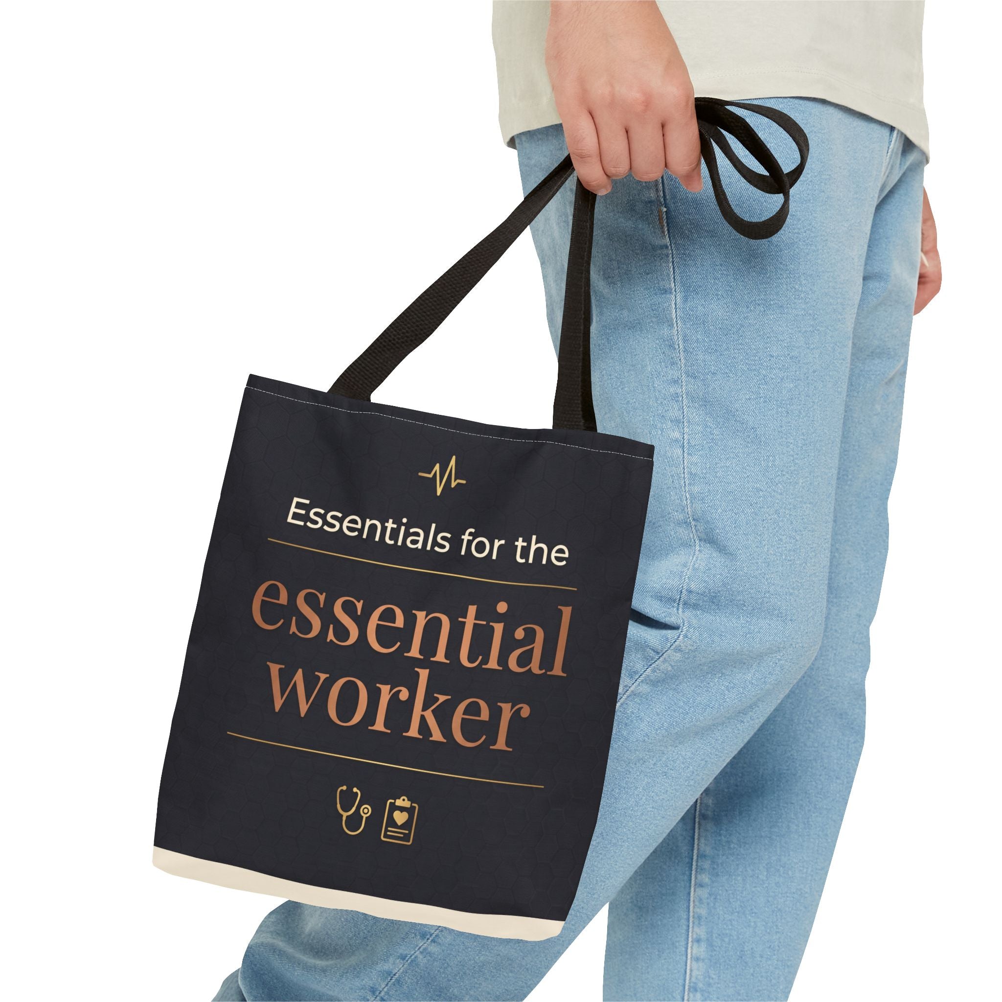 Essentials for the Essential Worker Tote | Healthcare Worker Gift Tote Bag | Nurse Doctor Appreciation Gift | Premium Polyester Carry-All