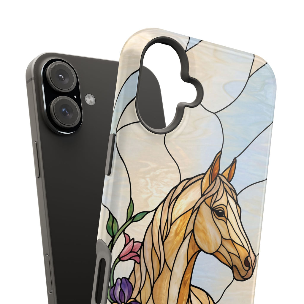 Floral Stained Glass Horse Phone Case — Tough Magnetic Case with Wireless Charging