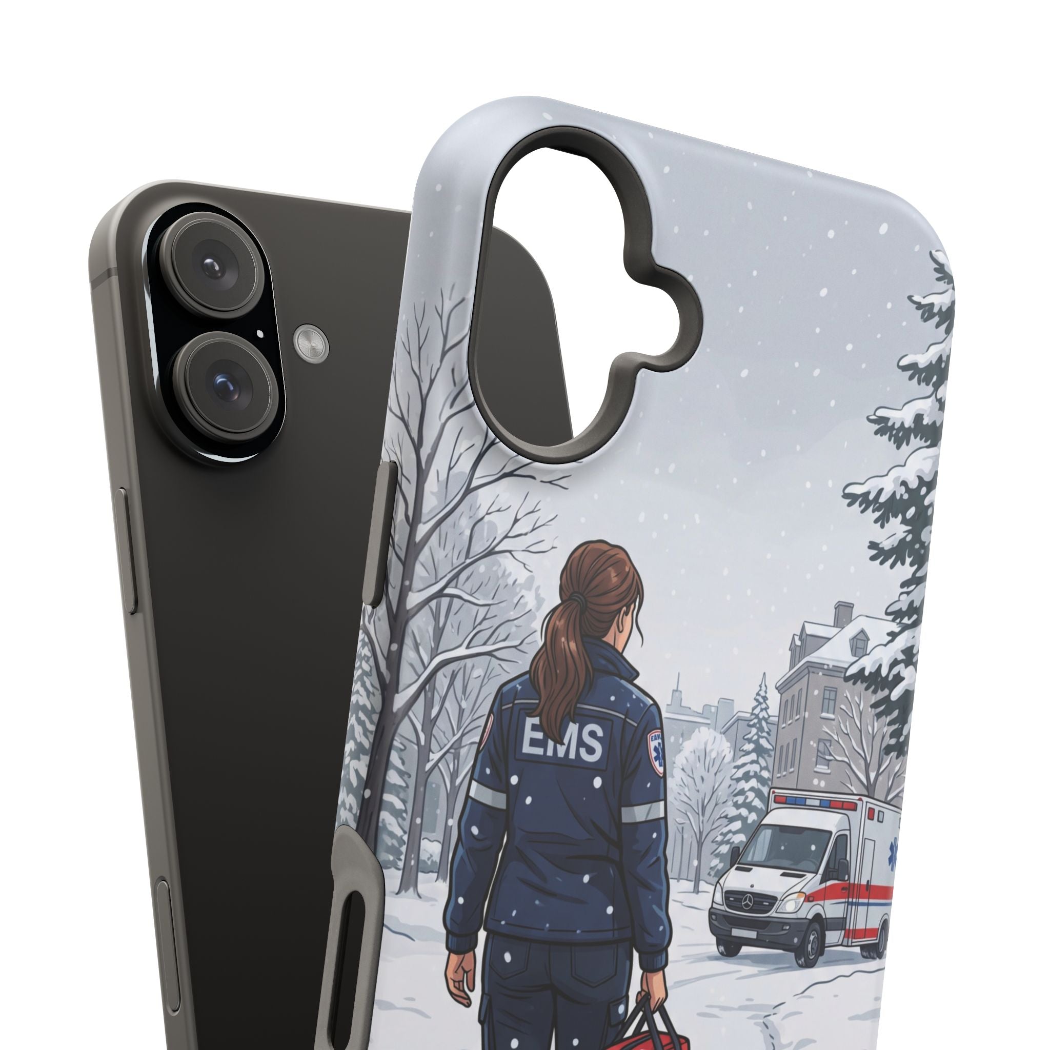 Paramedic/EMT Winter Phone Case — Magnetic Wireless Charging Cover