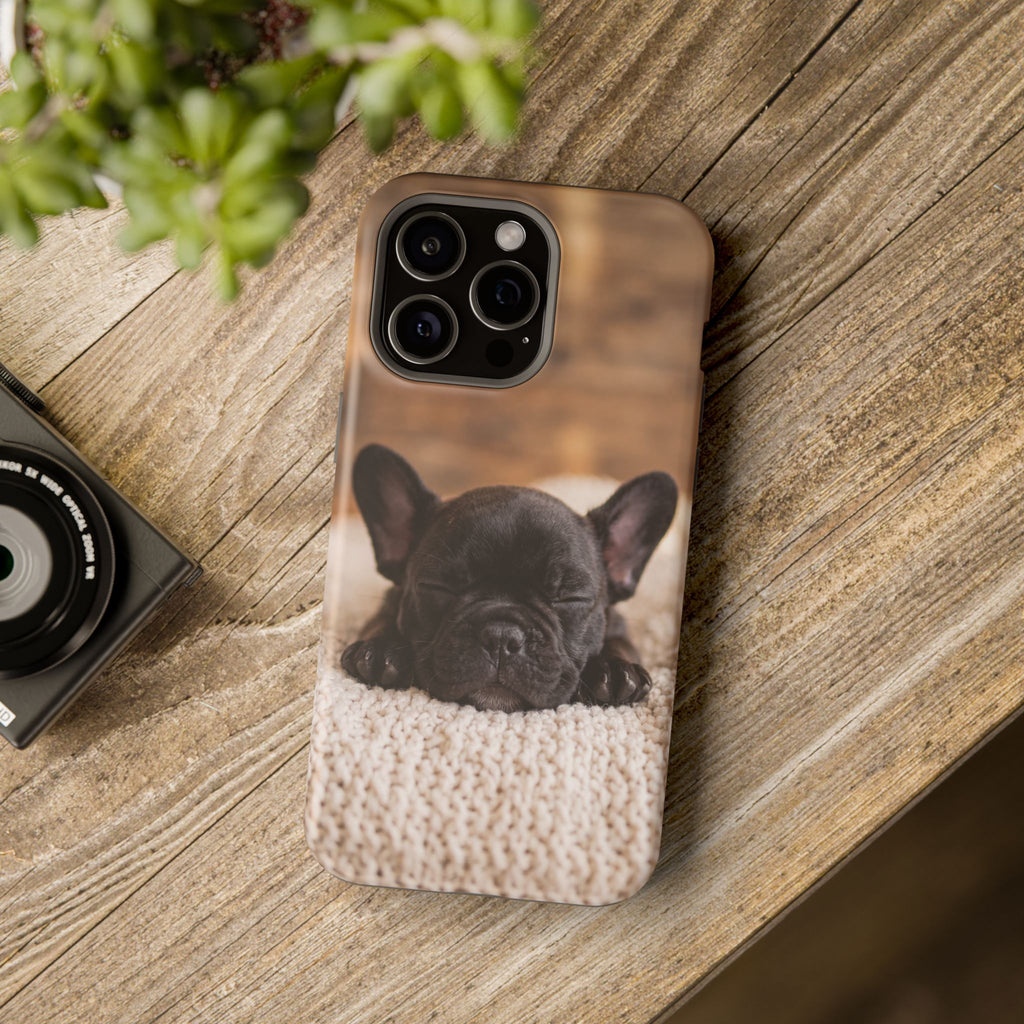 Sleepy French Bulldog Phone Case — Impact-Resistant Wireless Charging Cover