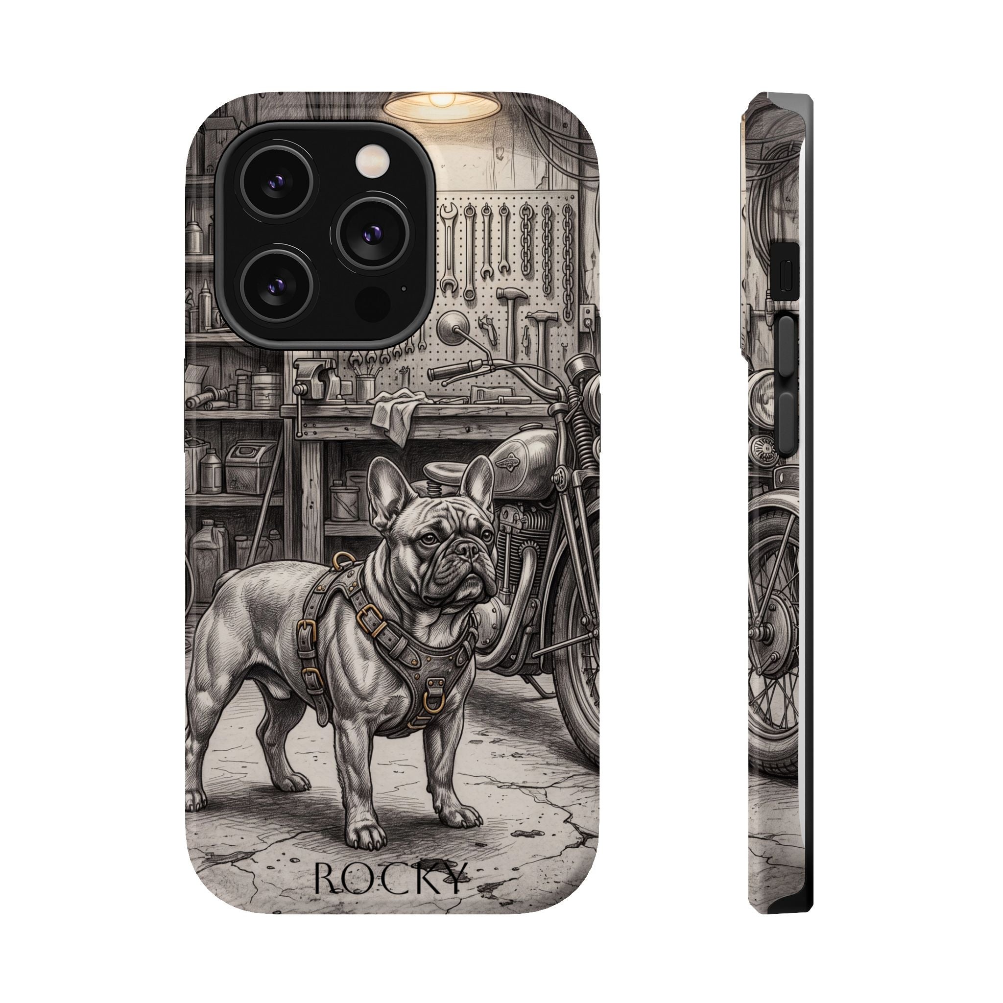 Personalized French Bulldog Vintage Street Phone Case — Wireless Charging Cover