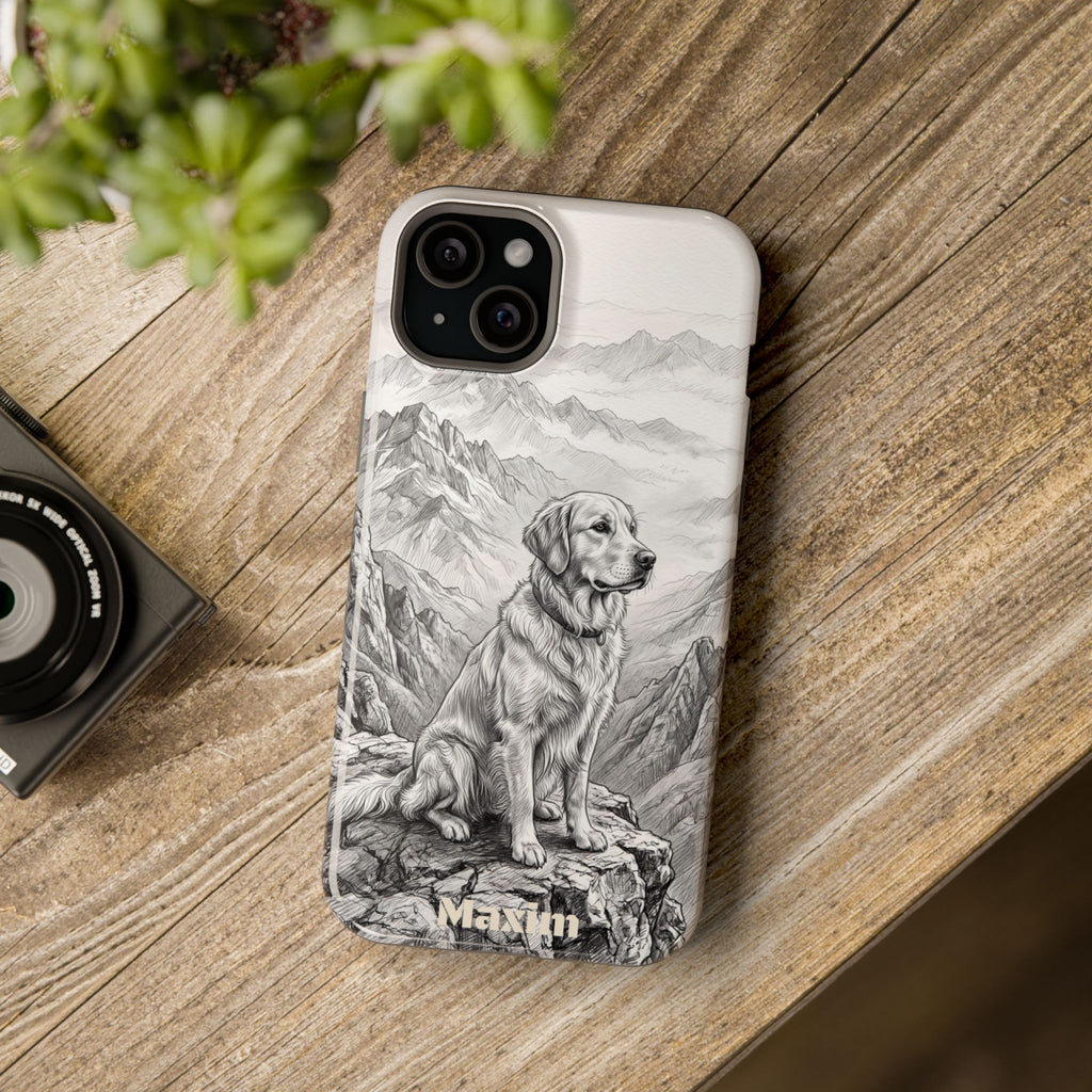 Personalized Golden Retriever Mountain Peak Phone Case — Wireless Charging Cover