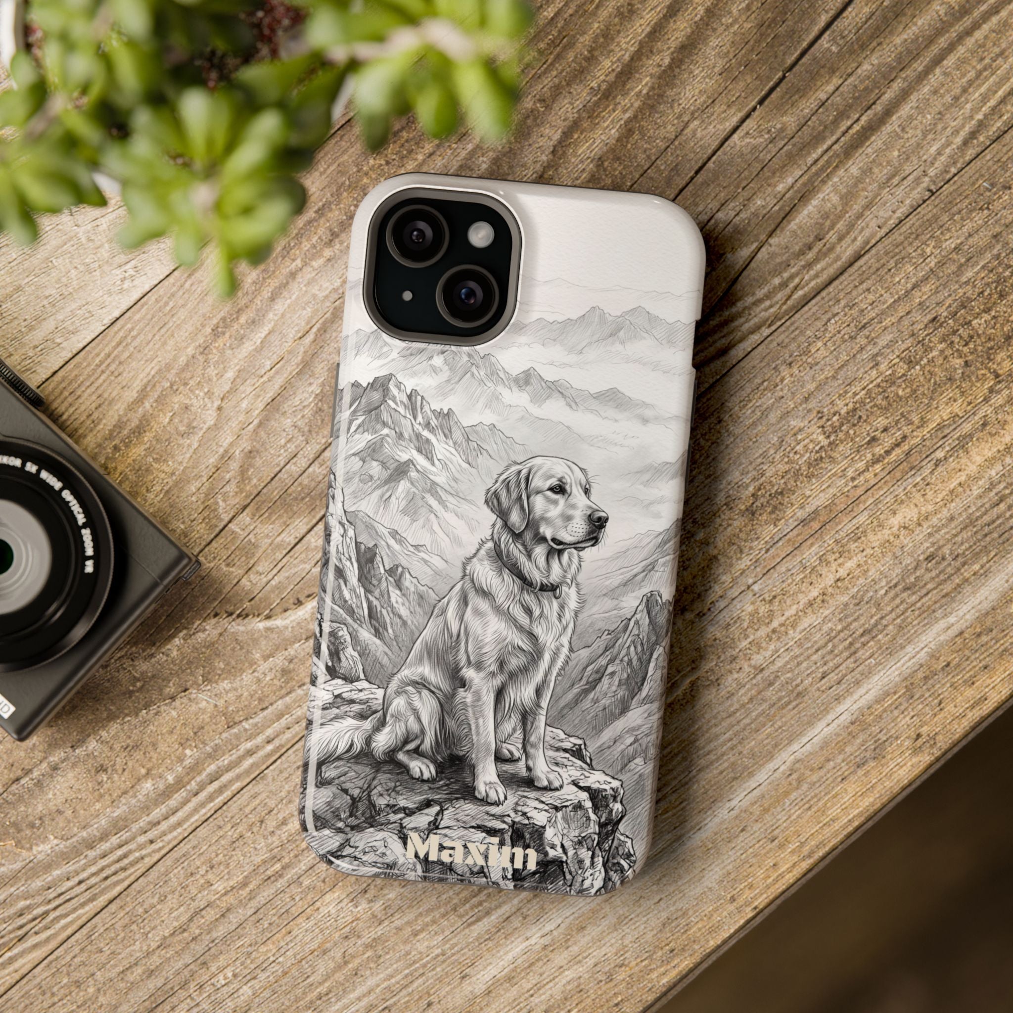 Personalized Golden Retriever Mountain Peak Phone Case — Wireless Charging Cover