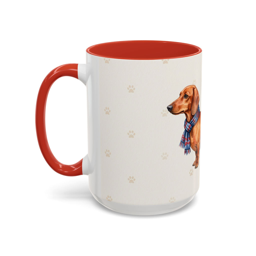 Dachshund Lover Mug – Wiener Dog with Scarf, Cute Watercolor Dachshund Gift Mug