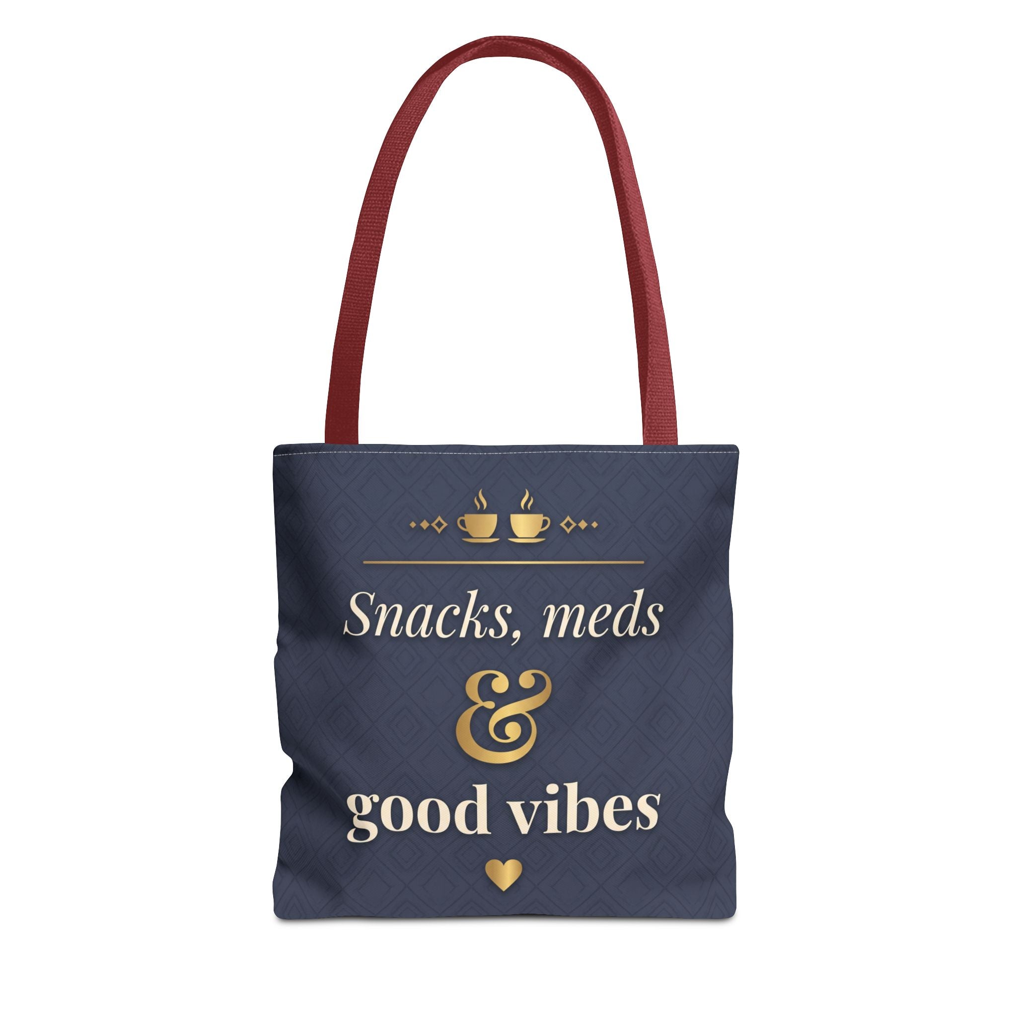 Snacks Meds & Good Vibes Tote | Funny Nurse Gift Tote Bag | Healthcare Worker Humour Gift | Premium Polyester Carry-All