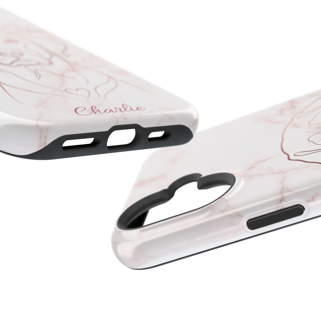 Personalized Rose Gold Marble Labrador Phone Case — Tough Magnetic Case with Wireless Charging