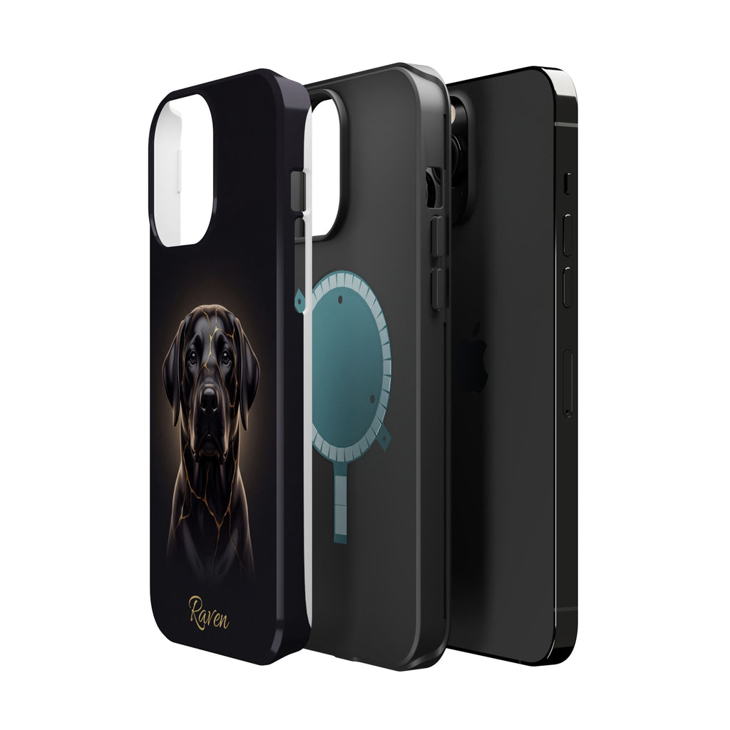 Personalized Obsidian Kintsugi Labrador Phone Case — Tough Magnetic Case with Wireless Charging