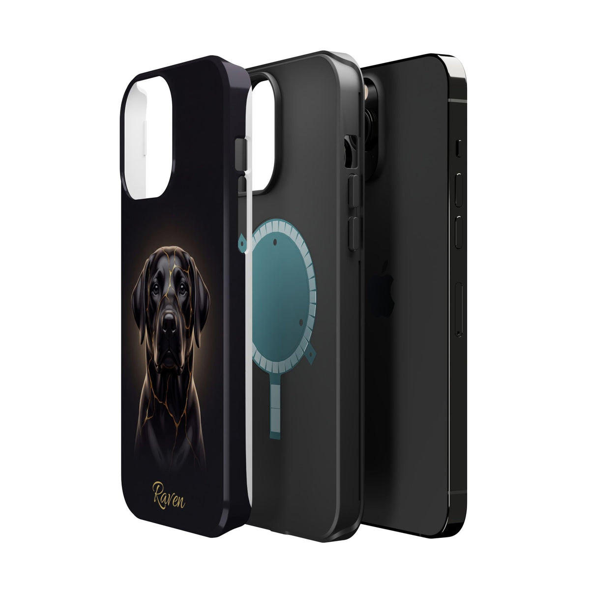 Personalized Obsidian Kintsugi Labrador Phone Case — Tough Magnetic Case with Wireless Charging
