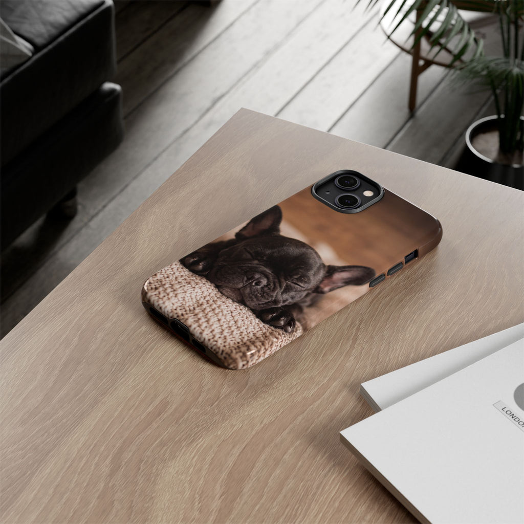 Sleeping French Bulldog Phone Case | Cozy Frenchie Resting on Blanket | iPhone & Samsung