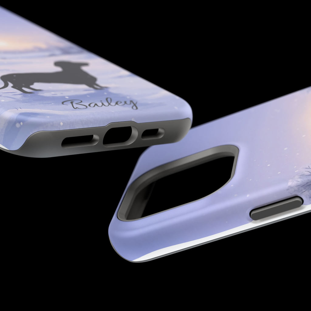 Personalized Dachshund Winter Snow Phone Case — Wireless Charging Cover